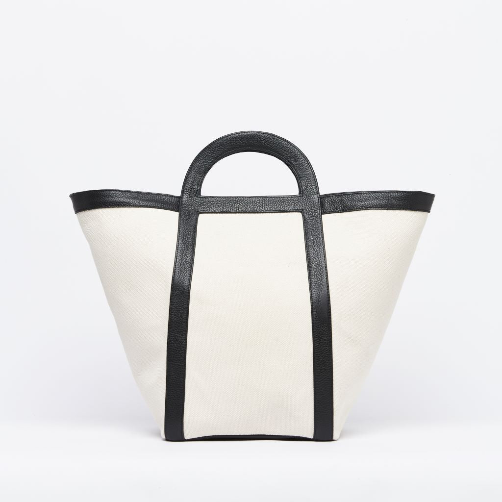 Atuel Tote Bag in Canvas and Leather Black