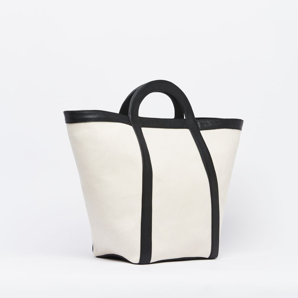 Atuel Tote Bag in Canvas and Leather Black