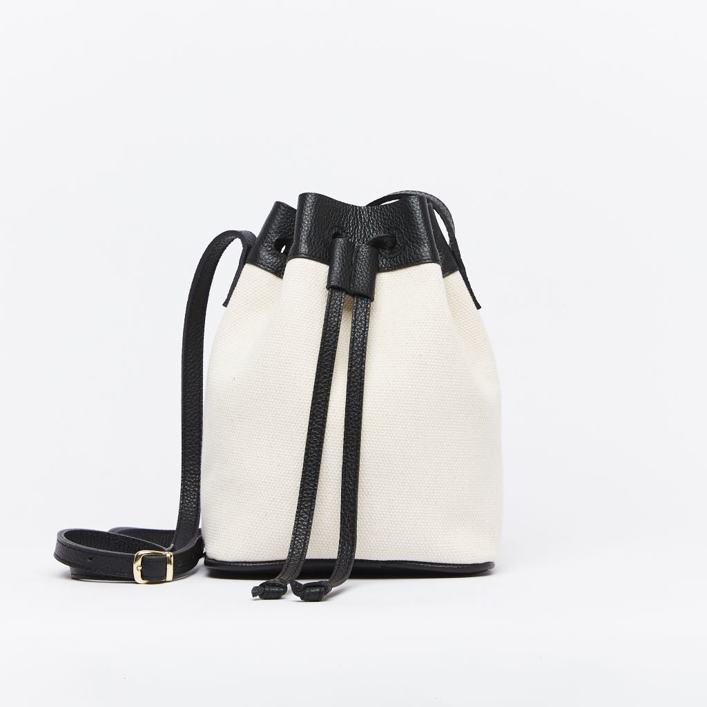 Atuel Bucket Bag in Canvas and Leather Black