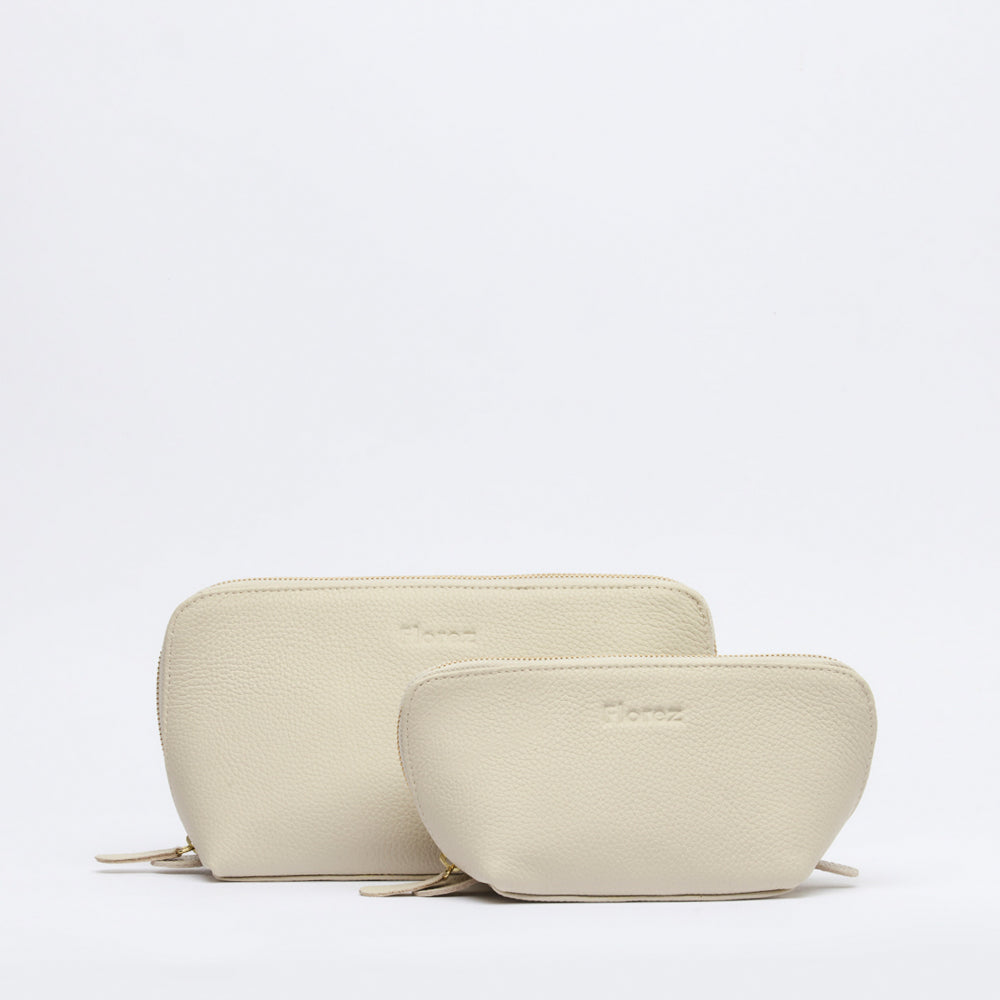 Leather Pouch Set Ivory